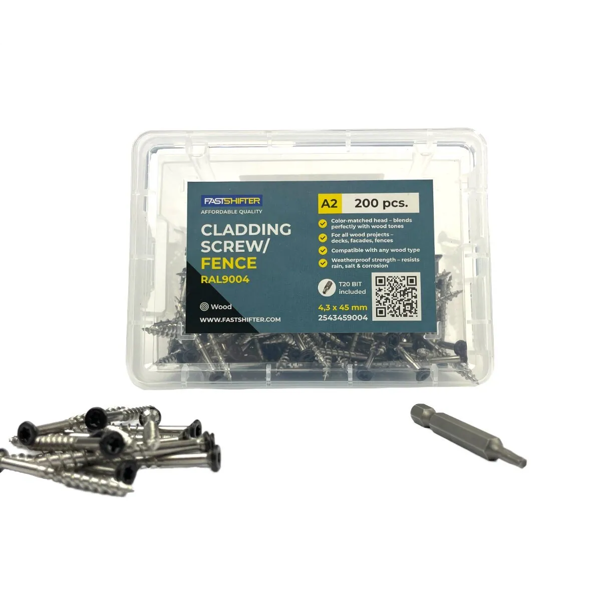 Cladding / Fence Screw A2 4.3×45 — Signal Black