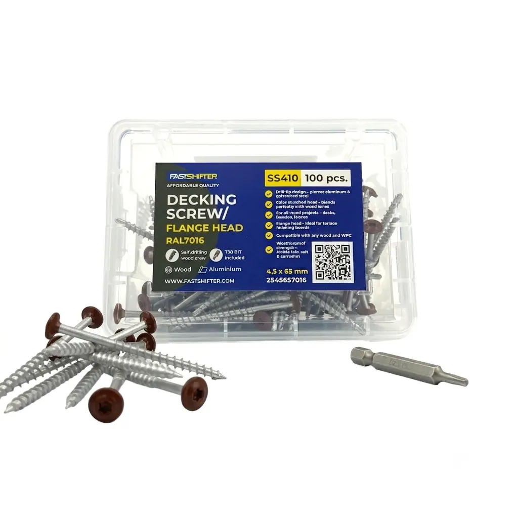 Fastshifter Decking Screw SS410 Wide Head 4.5×65mm – 100 pcs — Terra Brown