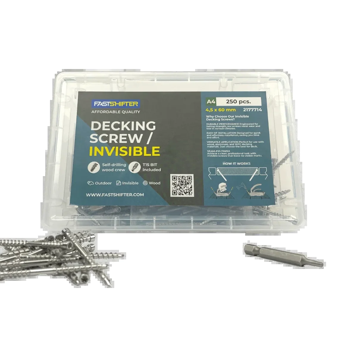 Fastshifter Invisible A4 Decking Screw 4.5×60mm – 250 pcs