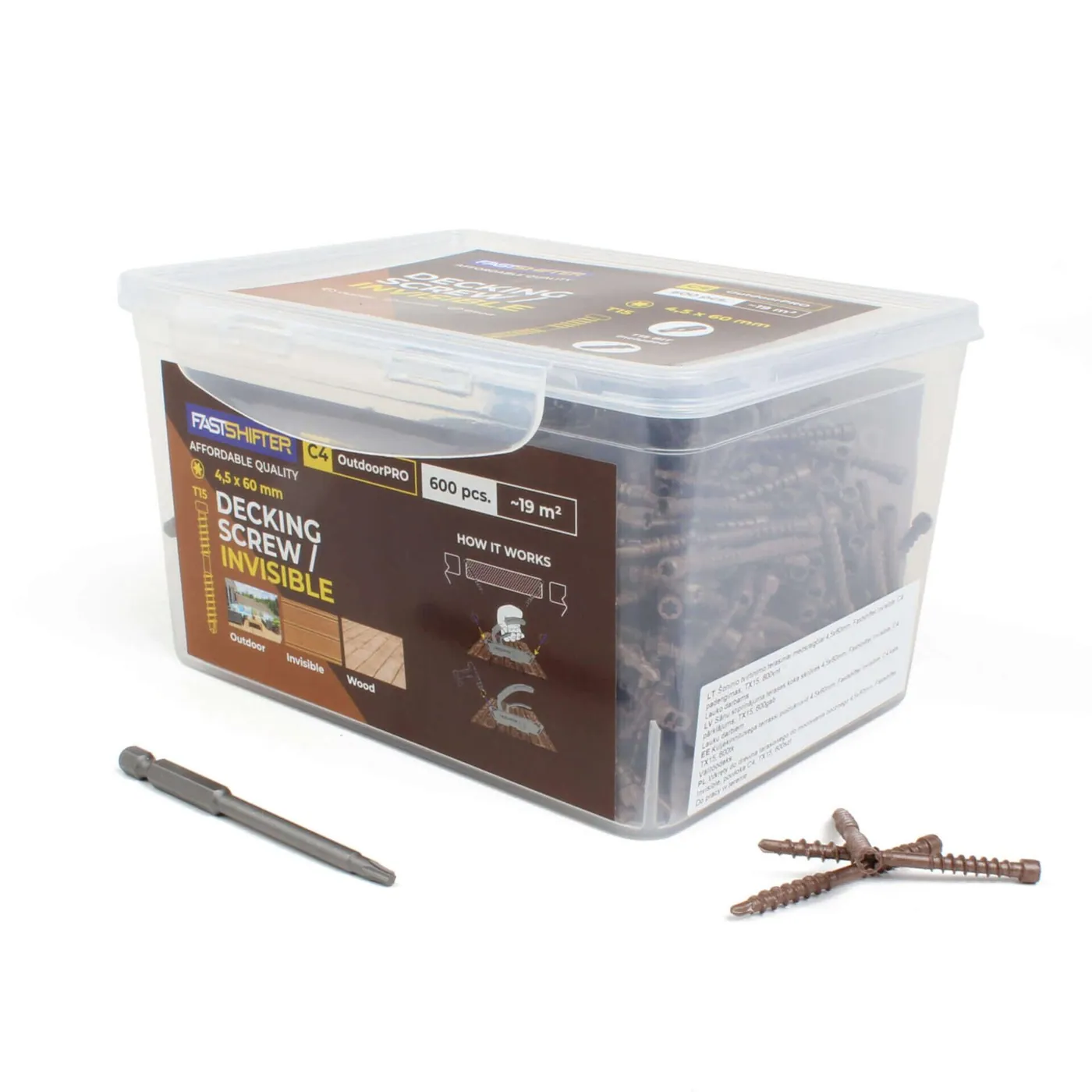 FASTSHIFTER Invisible C4 Decking Screw 4.5×60mm – 600 pcs